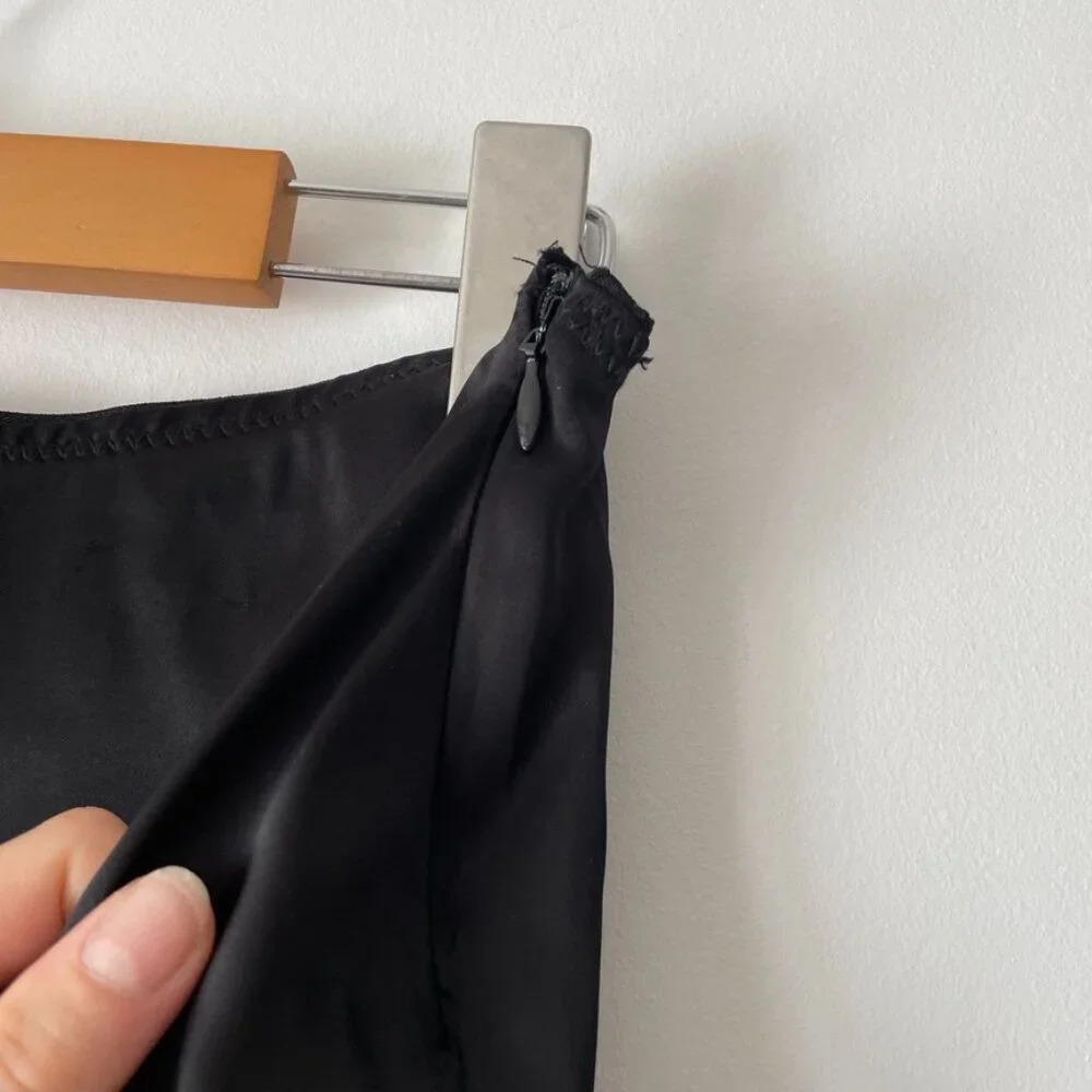 Zara Long Satin Effect Slip Maxi Skirt NWT Black Size Small - Picture 9 of 12